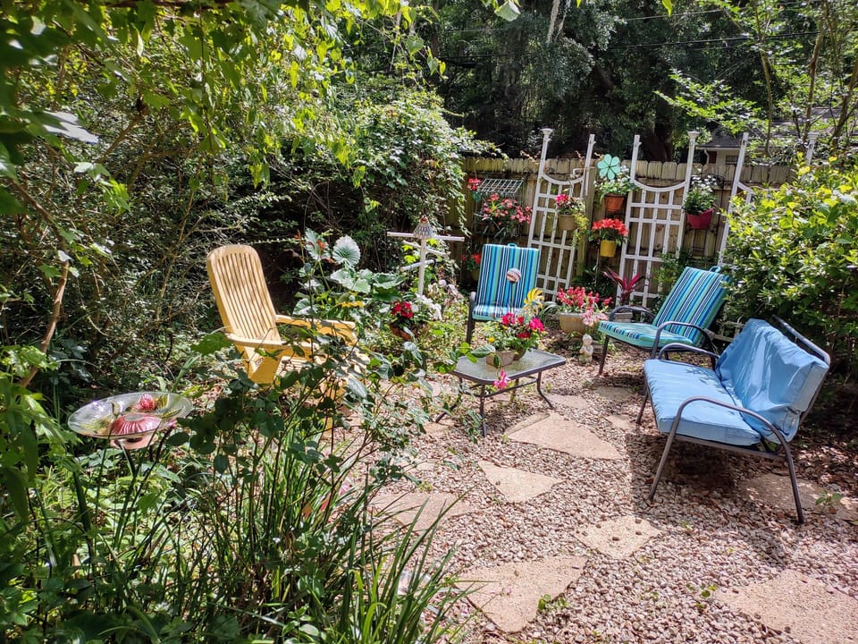Sip  morning  Keurig coffee varieties in your private Florida garden.