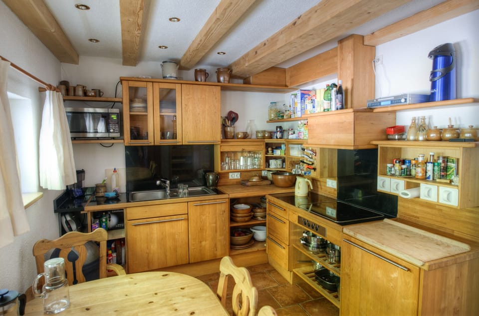 Full-size fridge, microwave, oven, stovetop