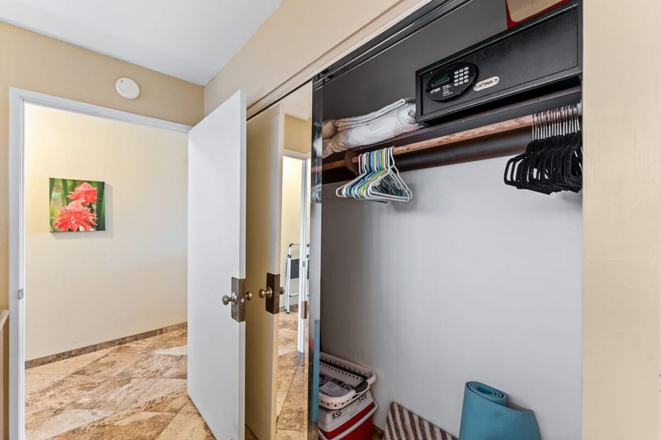 Digital Security Safe in bedroom closet.