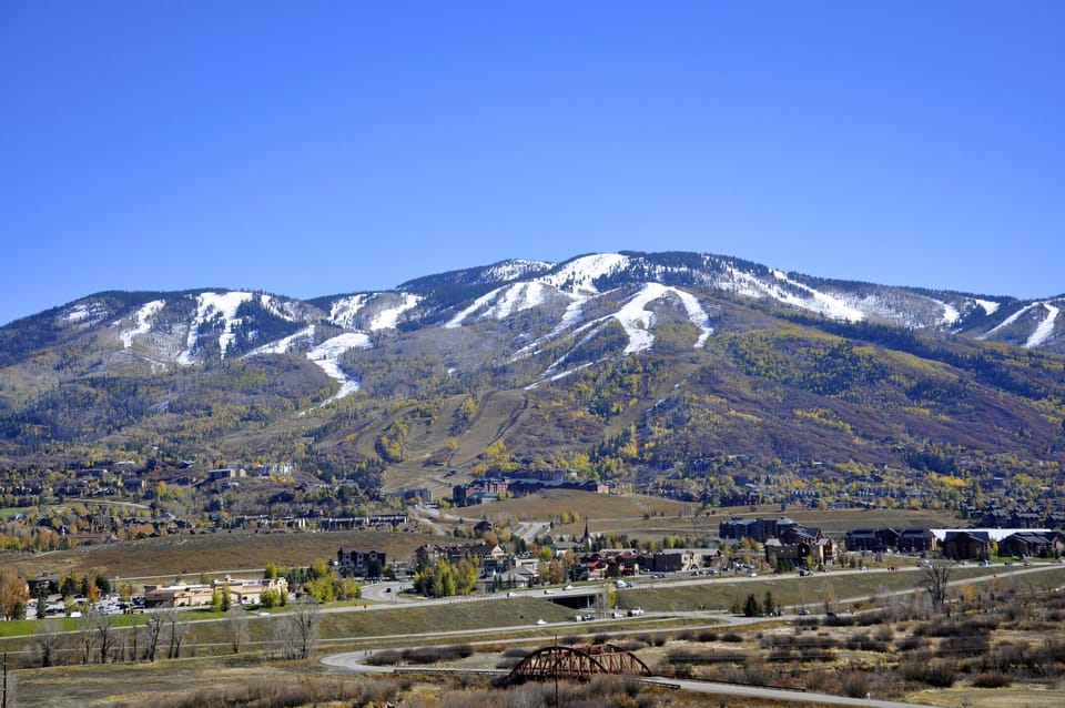 The mountain in fall from across the valley.
