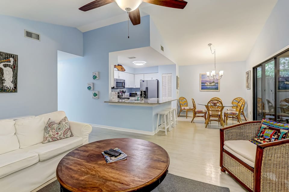 Living Area with Flat Screen TV and Fireplace