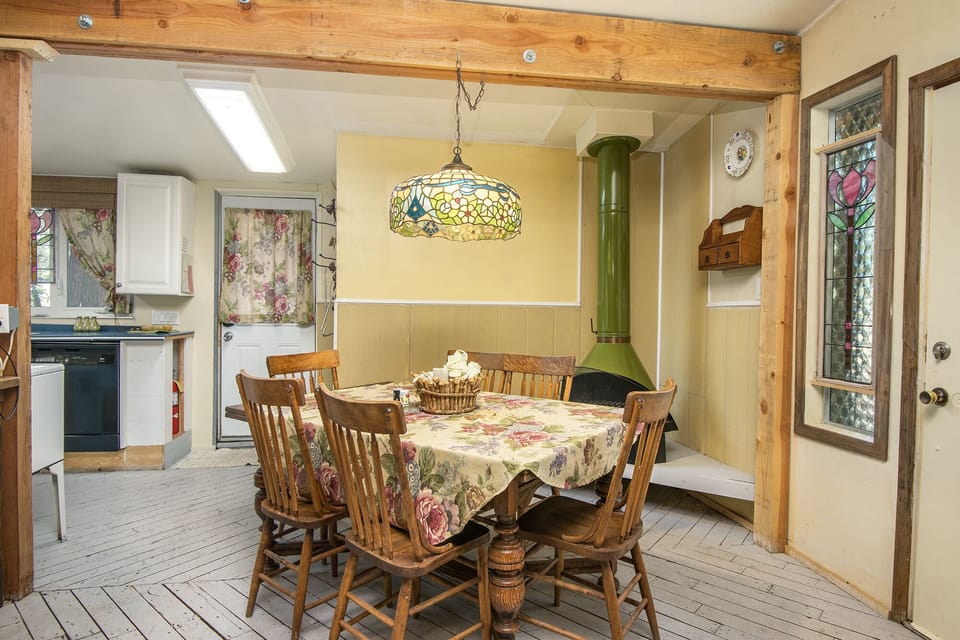 Expandable table can fit up to 8 people.