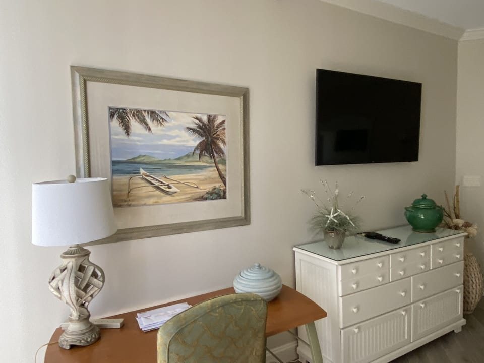 Nice desk and large smart TV