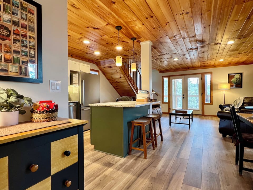 Here's the view from the foyer when you first enter TreeHouse Hideaway