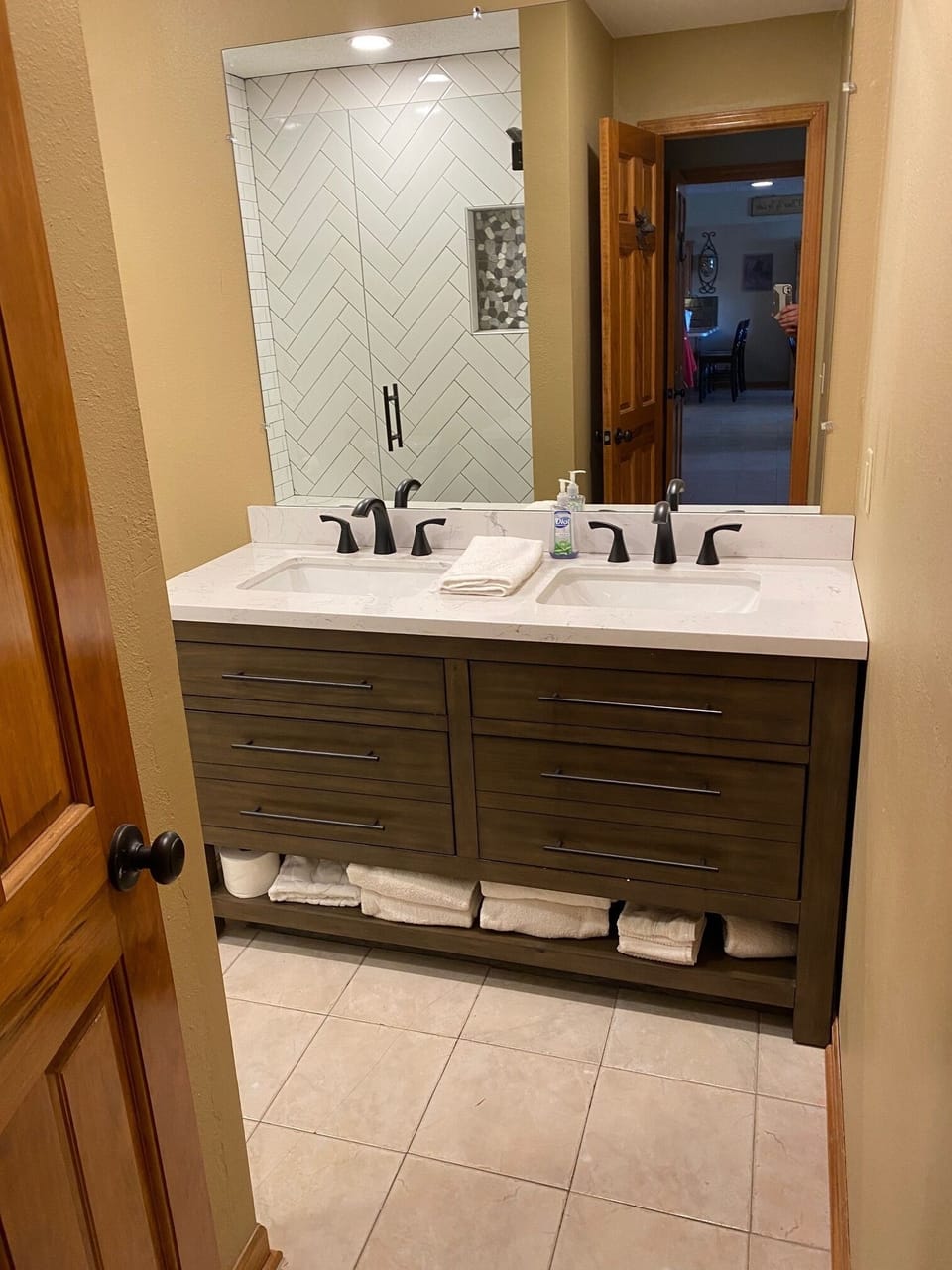 Full Private Bathroom with shower in lower bedroom Suite.