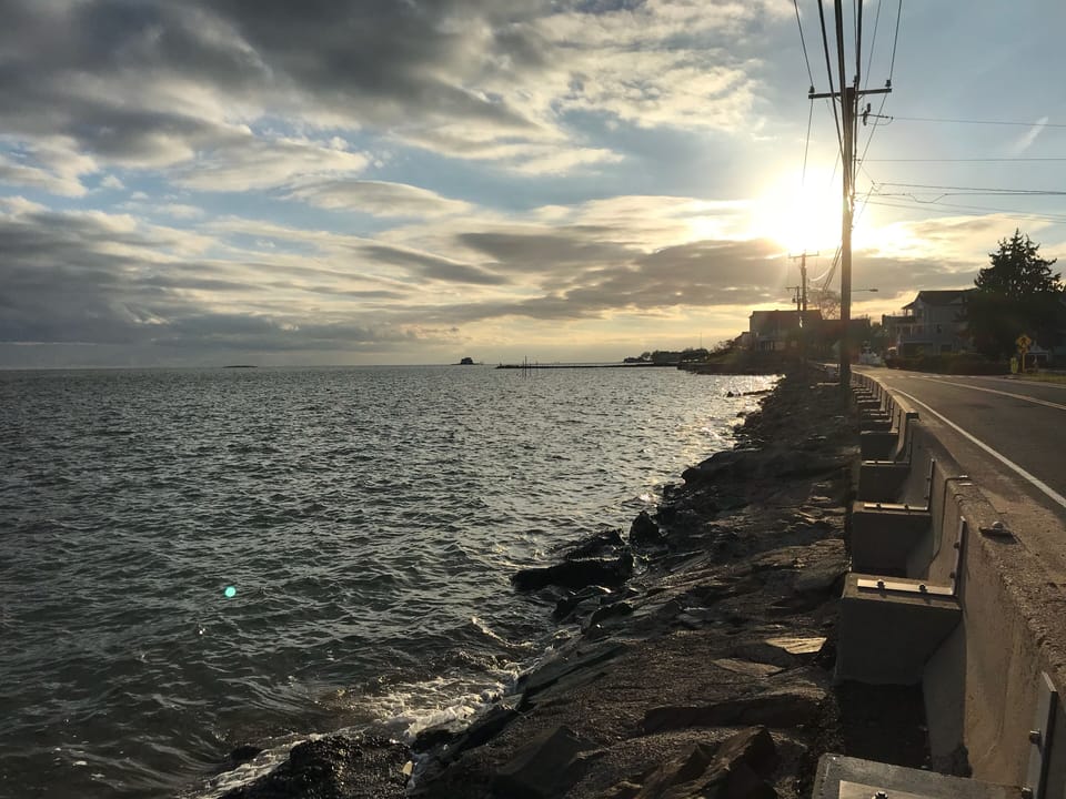 The western end of Limewood Beach with great views of the sunset.