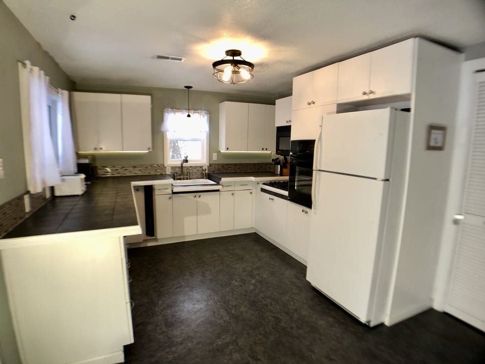 Kitchen with lots of light.