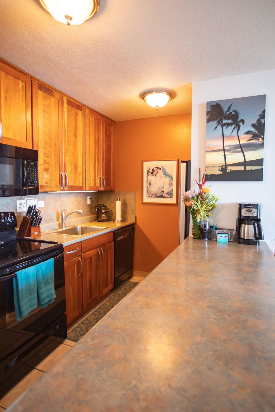 fully equipped gourmet kitchen with all appliances, cookware,/dishes for 8