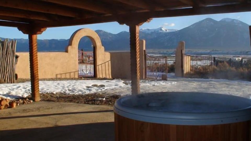 Hot tub in winter moonlight
