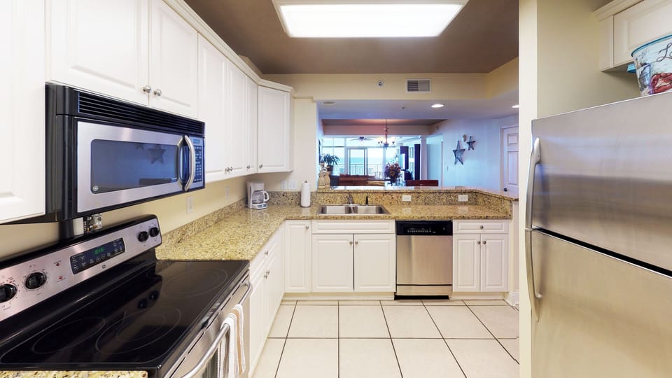 Bright kitchen with full-size appliances and everything you need to cook.