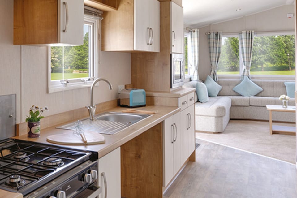 Comfort Caravan 2 Accessible (pet) | Private kitchen | Full-size fridge, microwave, oven, stovetop