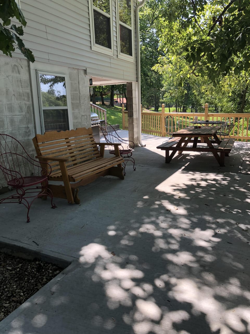 Back porch area w/ gas grill ( gas provided. Fire pit ( wood not provided)
