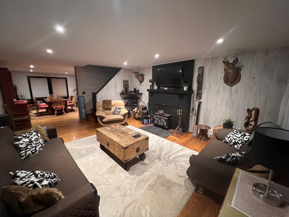 Spacious living room; open to dining area