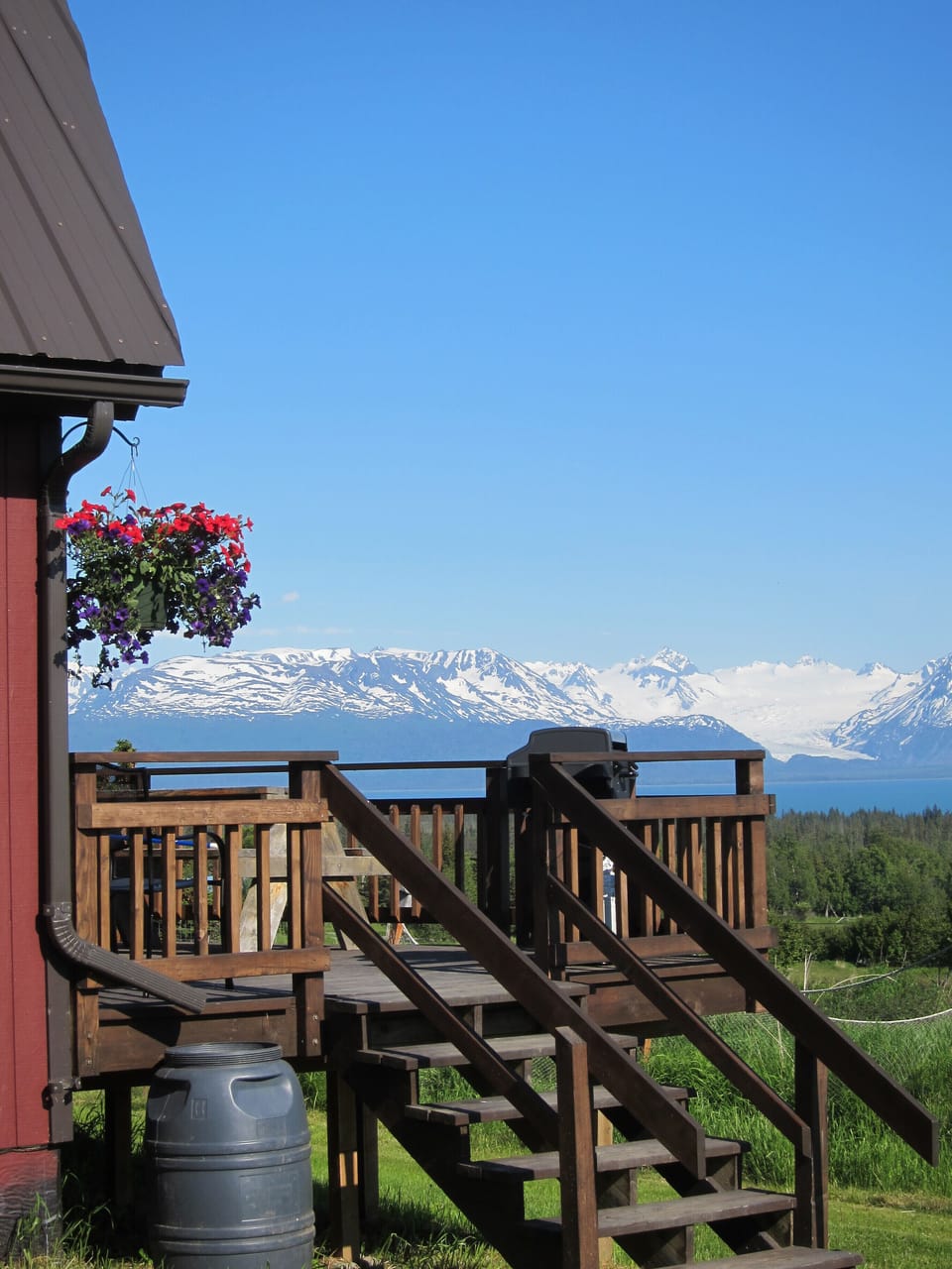 Enjoy sweeping views while you grill your fresh catch on the deck