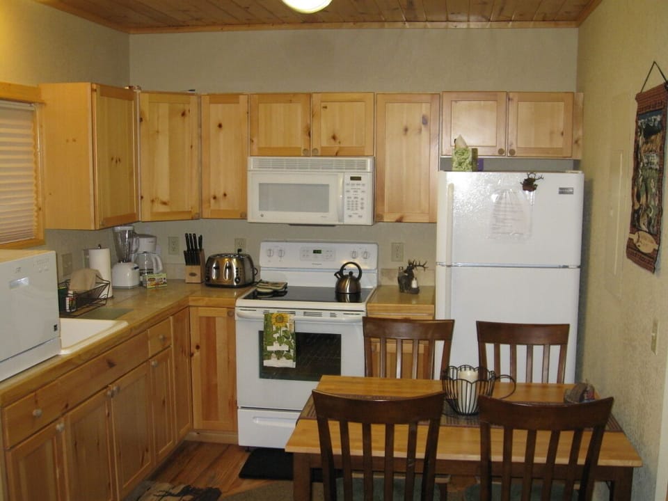 View of kitchen and dining table