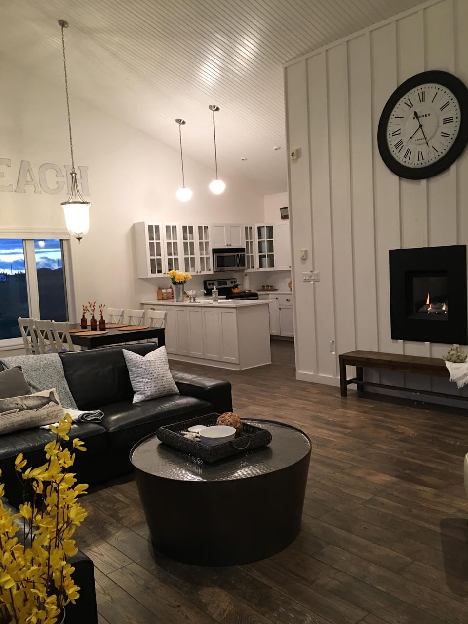Unwind in the gorgeous and open living/dining/kitchen space.