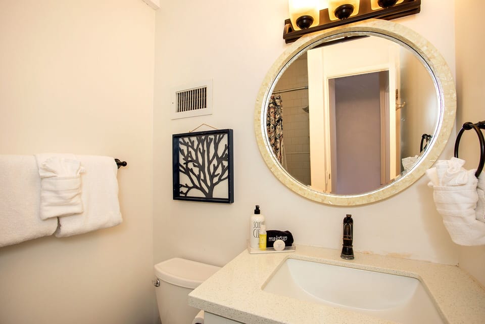 There is a smaller second floor full bathroom upstairs.