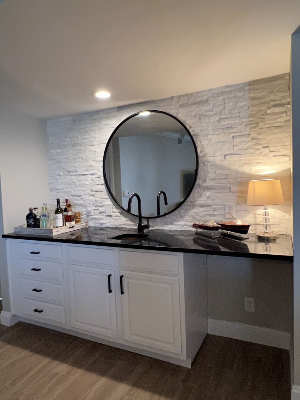 Wet bar in living room