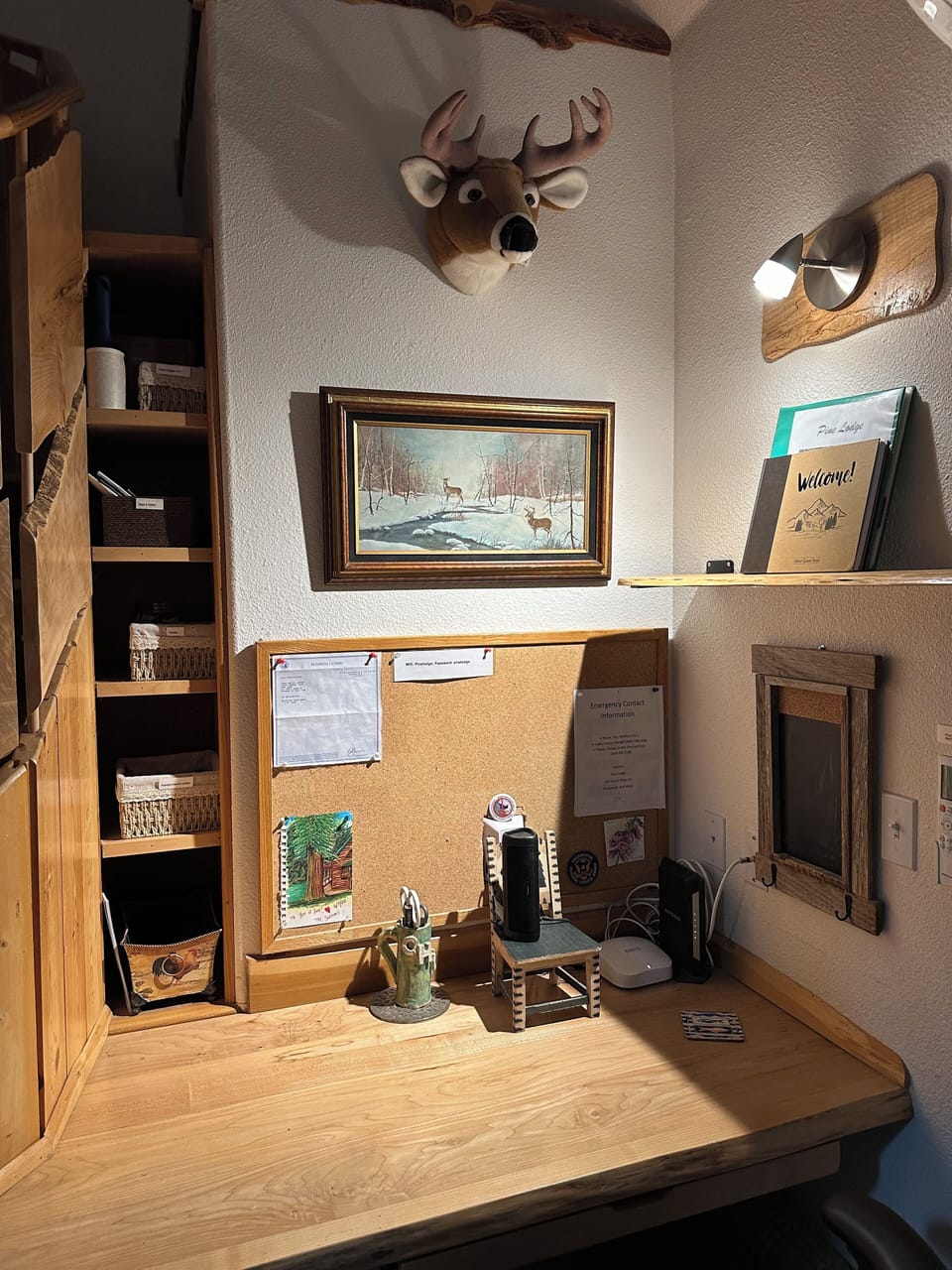 Dedicated work space with professional office chair.