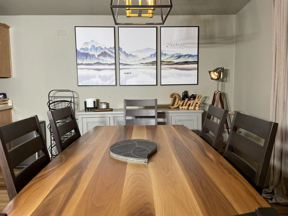 Dining Room - Table and chairs for six plus buffet.