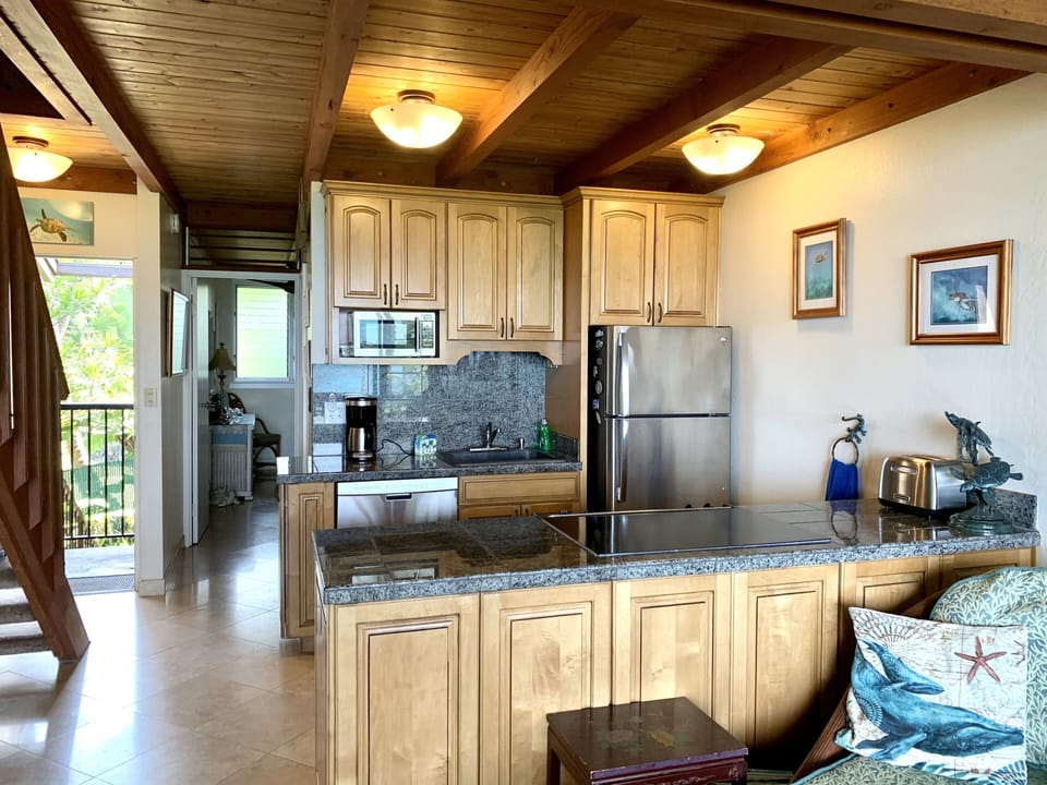Fully equipped kitchen.  All of your basic utensils, dishware, cookware, etc.