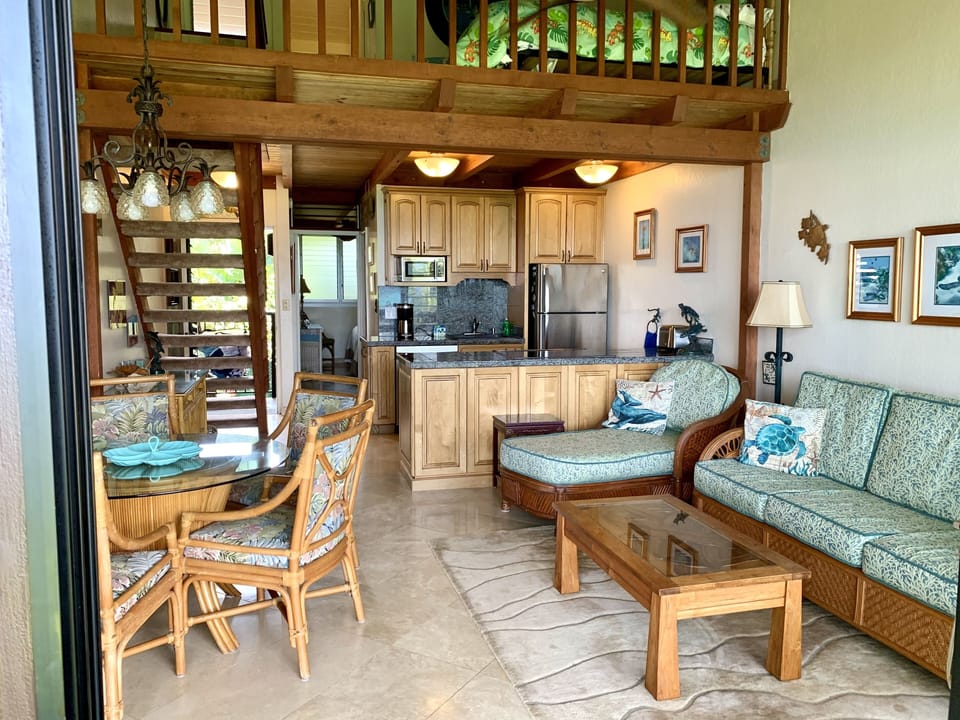 Main floor - living room, dining area, and kitchen.