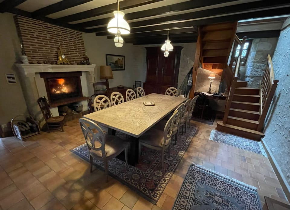 Large dining room with table for up to 16 people.