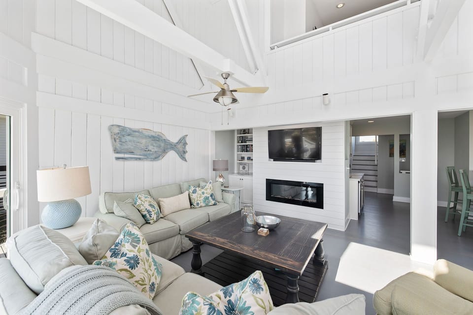 Glorious Natural Light - vaulted ceilings with skylights and ocean views 