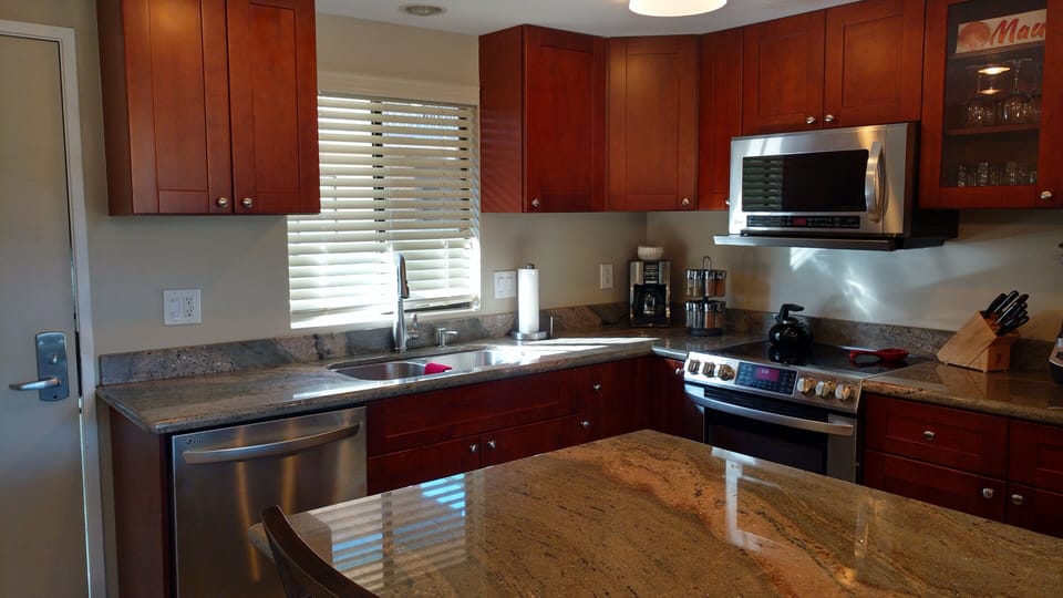 Kitchen with entrance door to the left