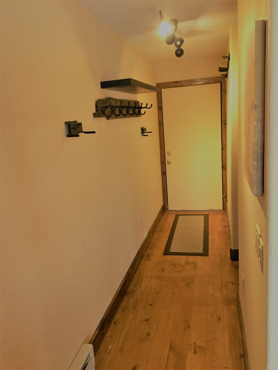 foyer.. coat rack, gear shelf, boarding racks and on opposite wall ski racks