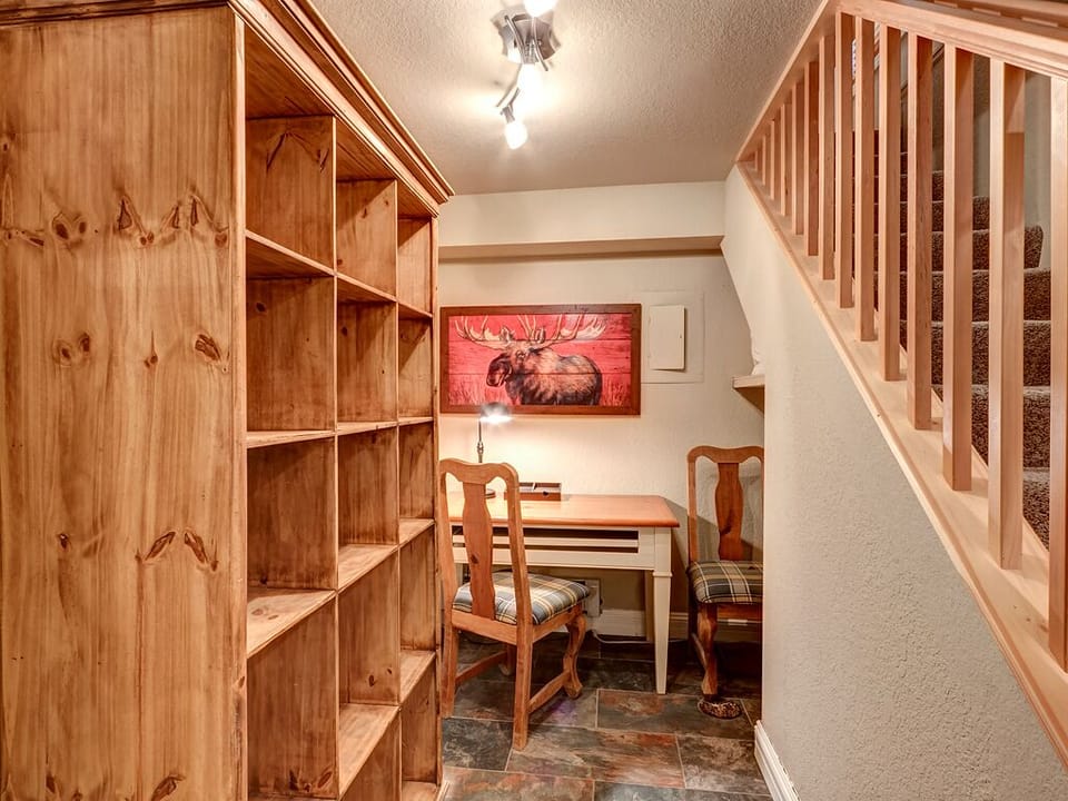 Lower level cubbies and desk