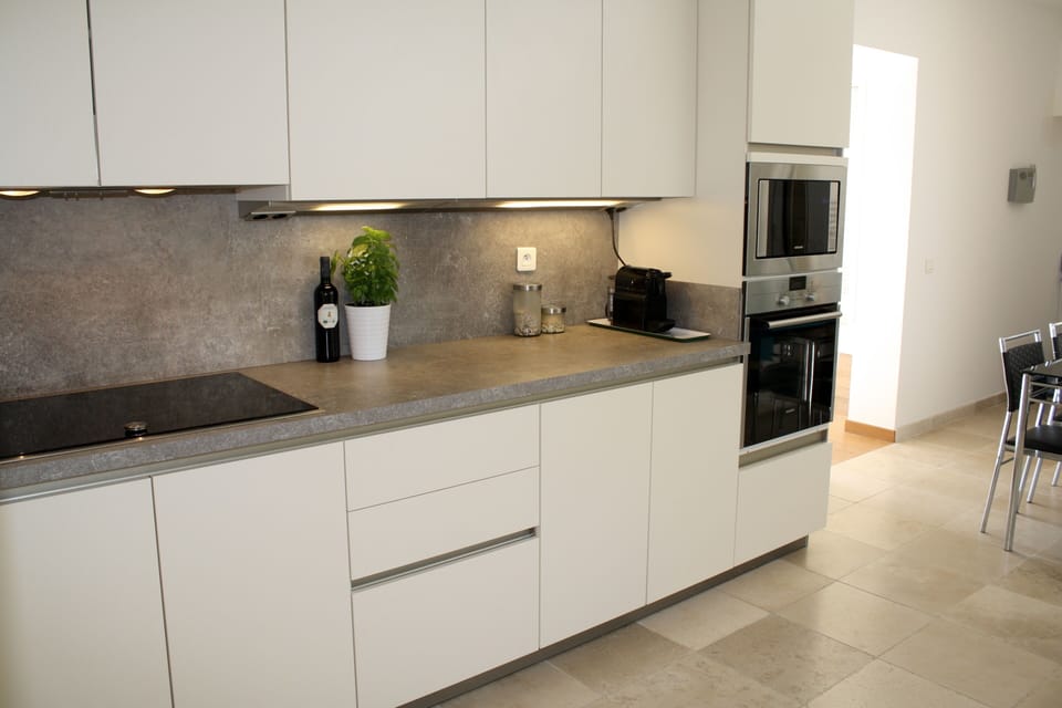 Kitchen, perfectly equipped, dishwasher, fridge, freezer, oven, microwave etc.