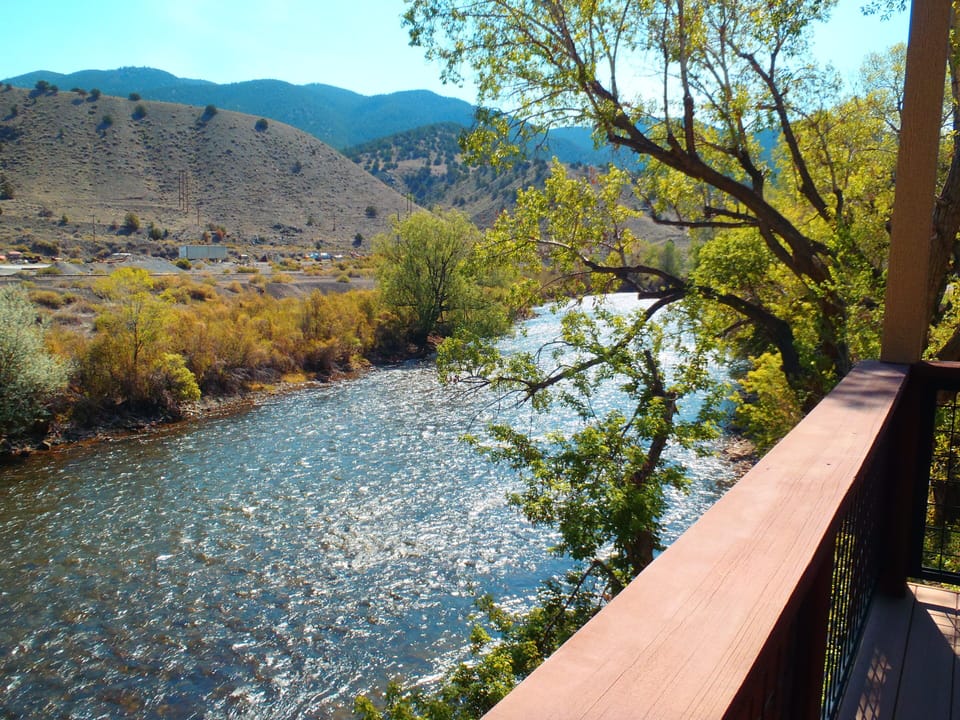 View downstream of Arkansas River from main level deck.