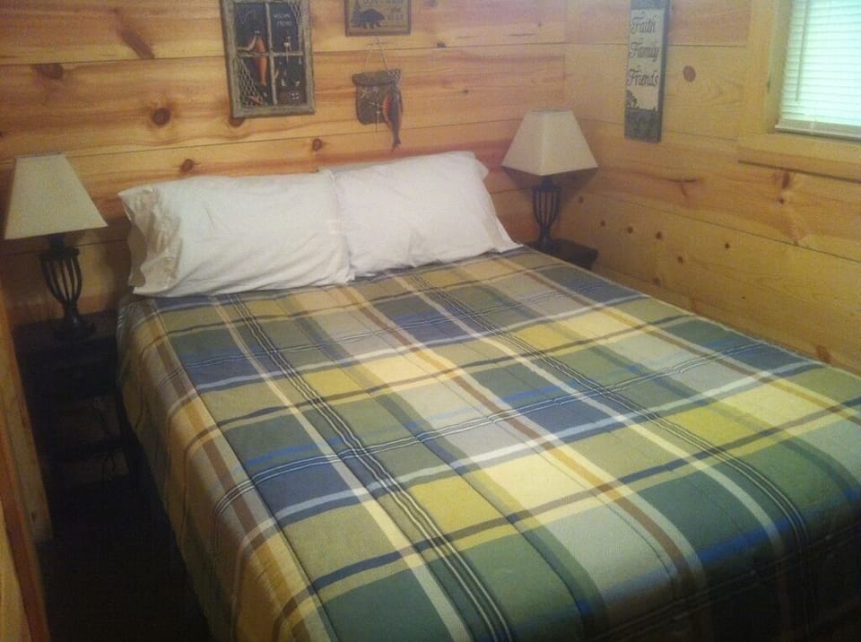 Downstairs bedroom with queen size bed