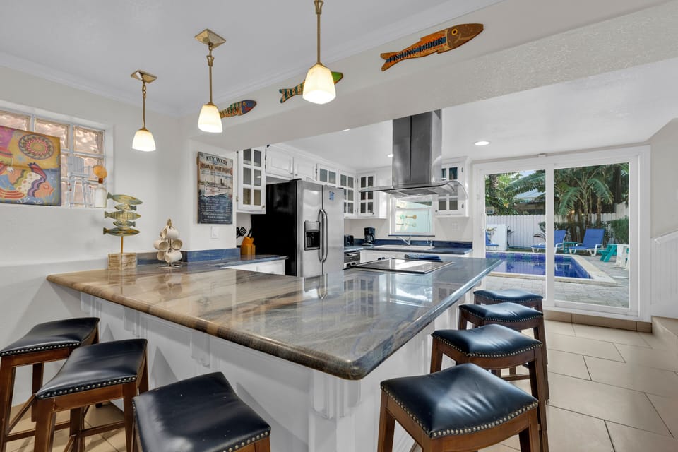 Kitchen Area with ample seating around the counter
