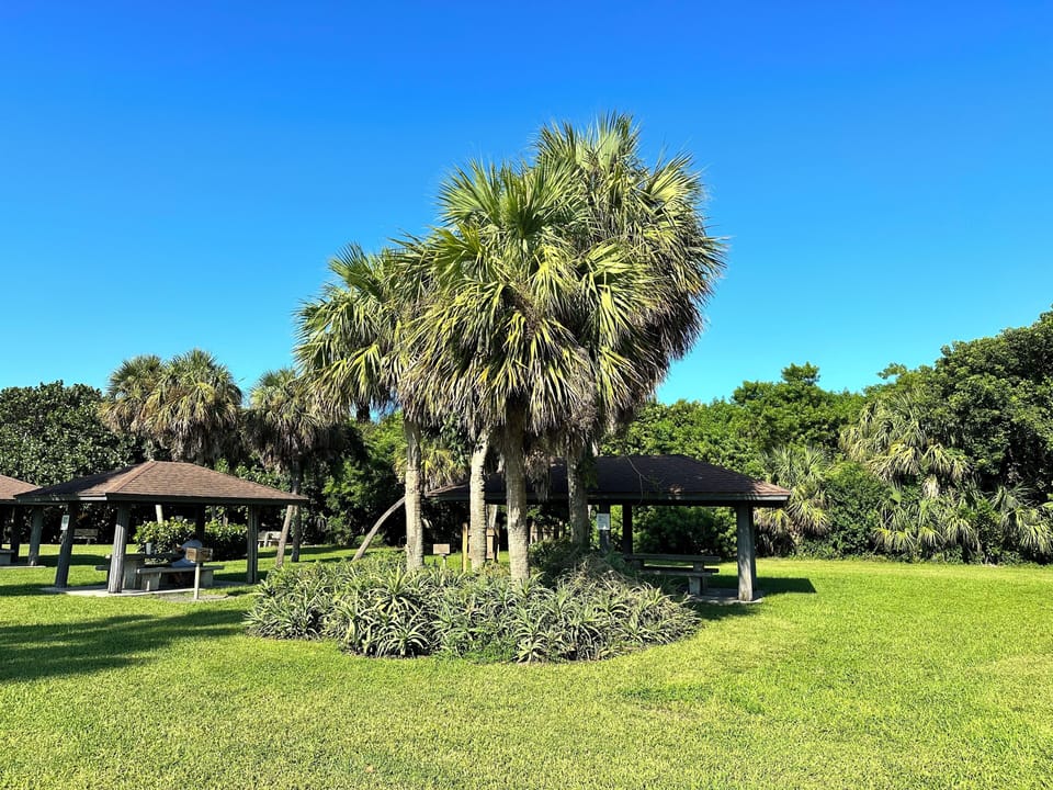 South Beach Park Charcoal BBQ Cabanas, just steps from Dolphin Cottage.