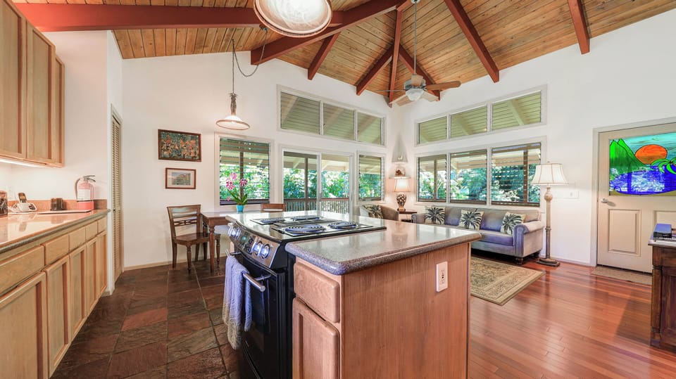 Kitchen and living area.