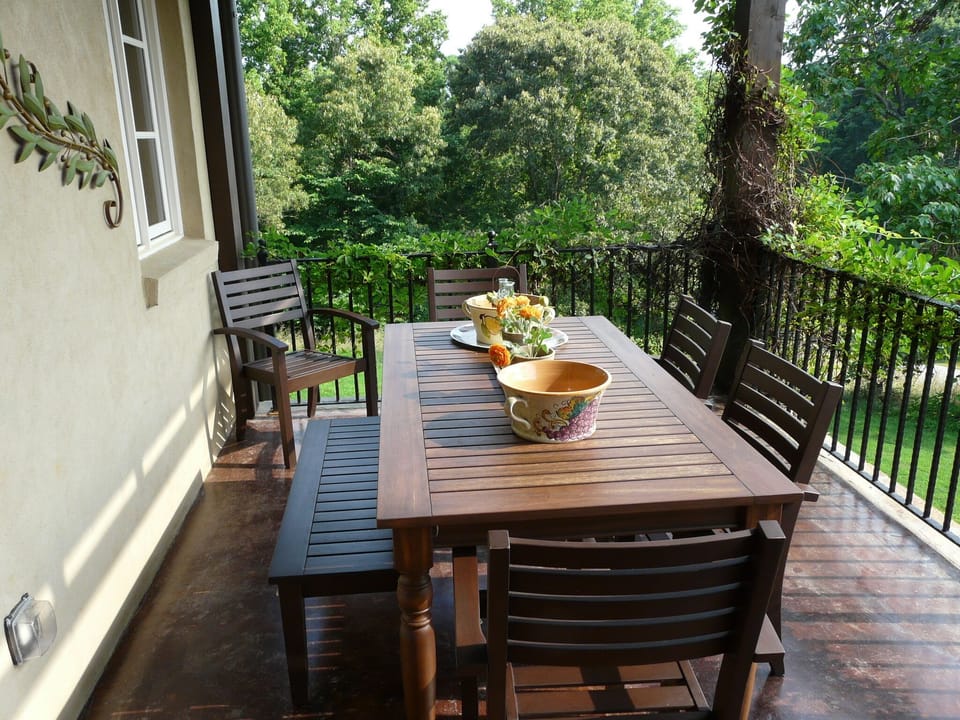 Covered upstairs veranda just off the kitchen