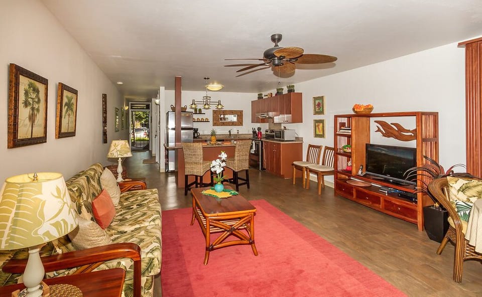 Clean and comfortable kitchen/living area