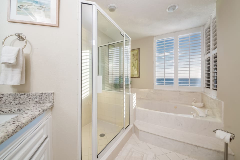 Even a gorgeous view from the master bathroom