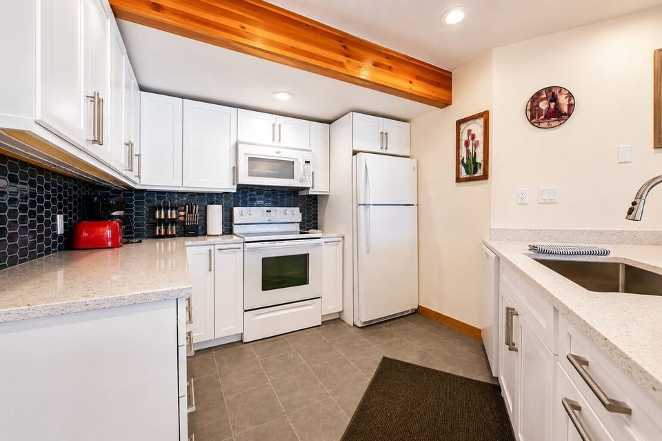 Well-equipped kitchen with plenty of counter space for meals at home