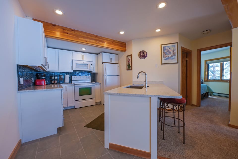 Open kitchen so you can cook and entertain