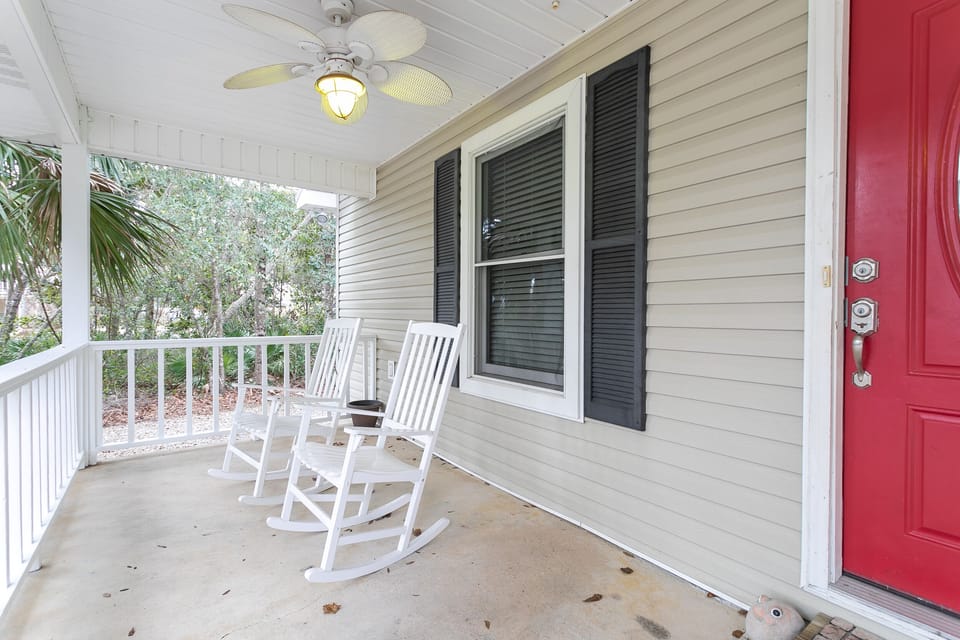 Morning coffee on the front porch in one of our rocking chairs