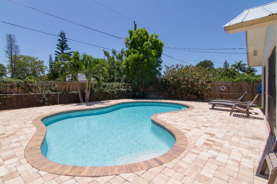 Large heated pool and deck area