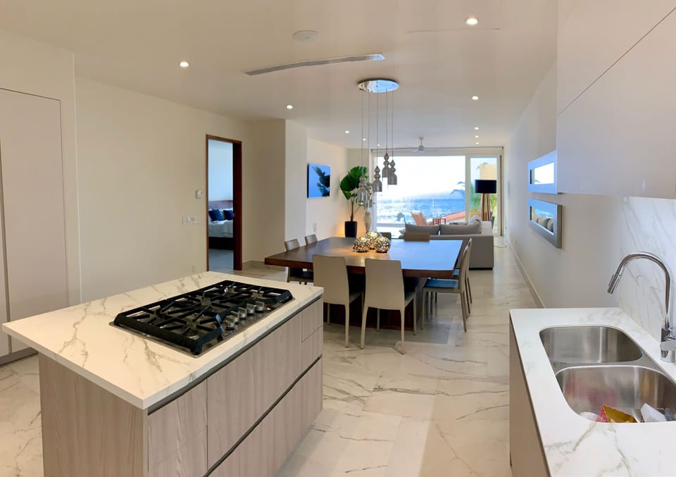 View of dining room from kitchen