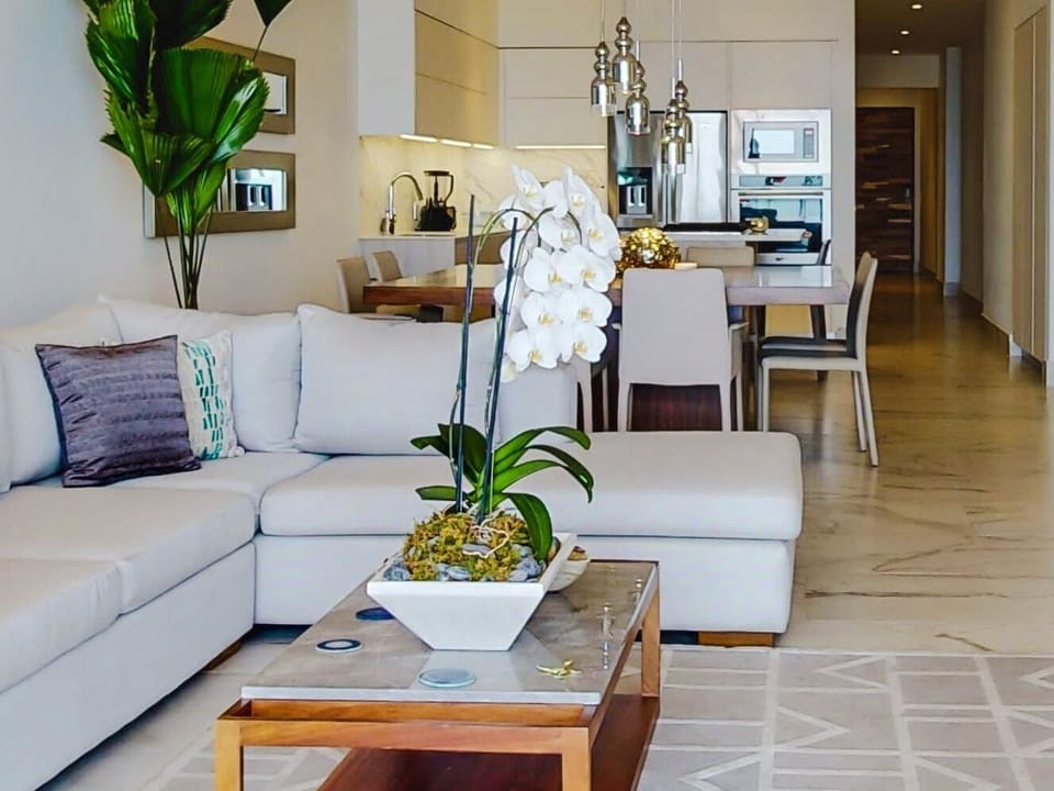 Living room view of dining area