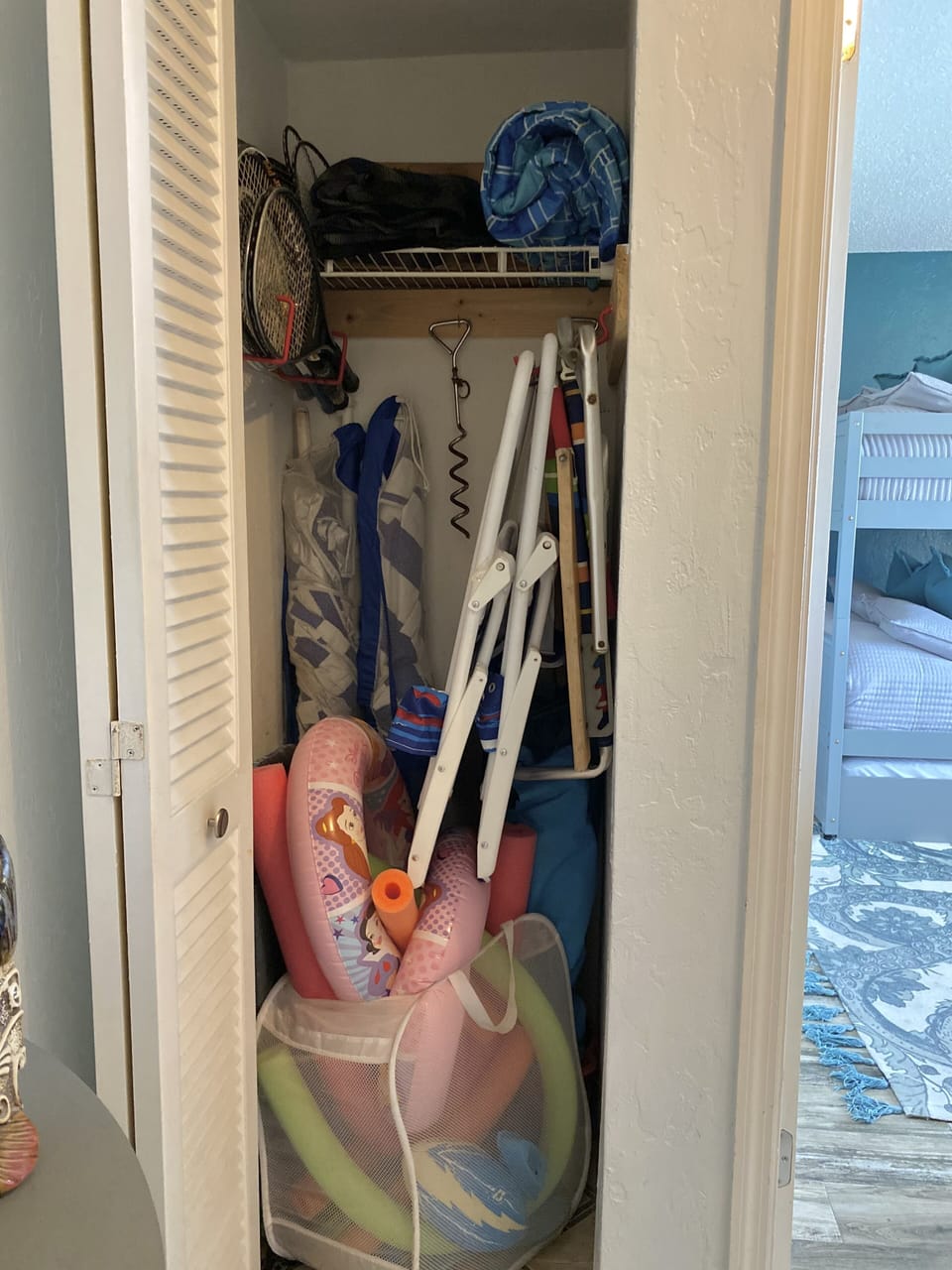 Beach chairs, canopy’s & toys provided in entry closet (items not guaranteed)