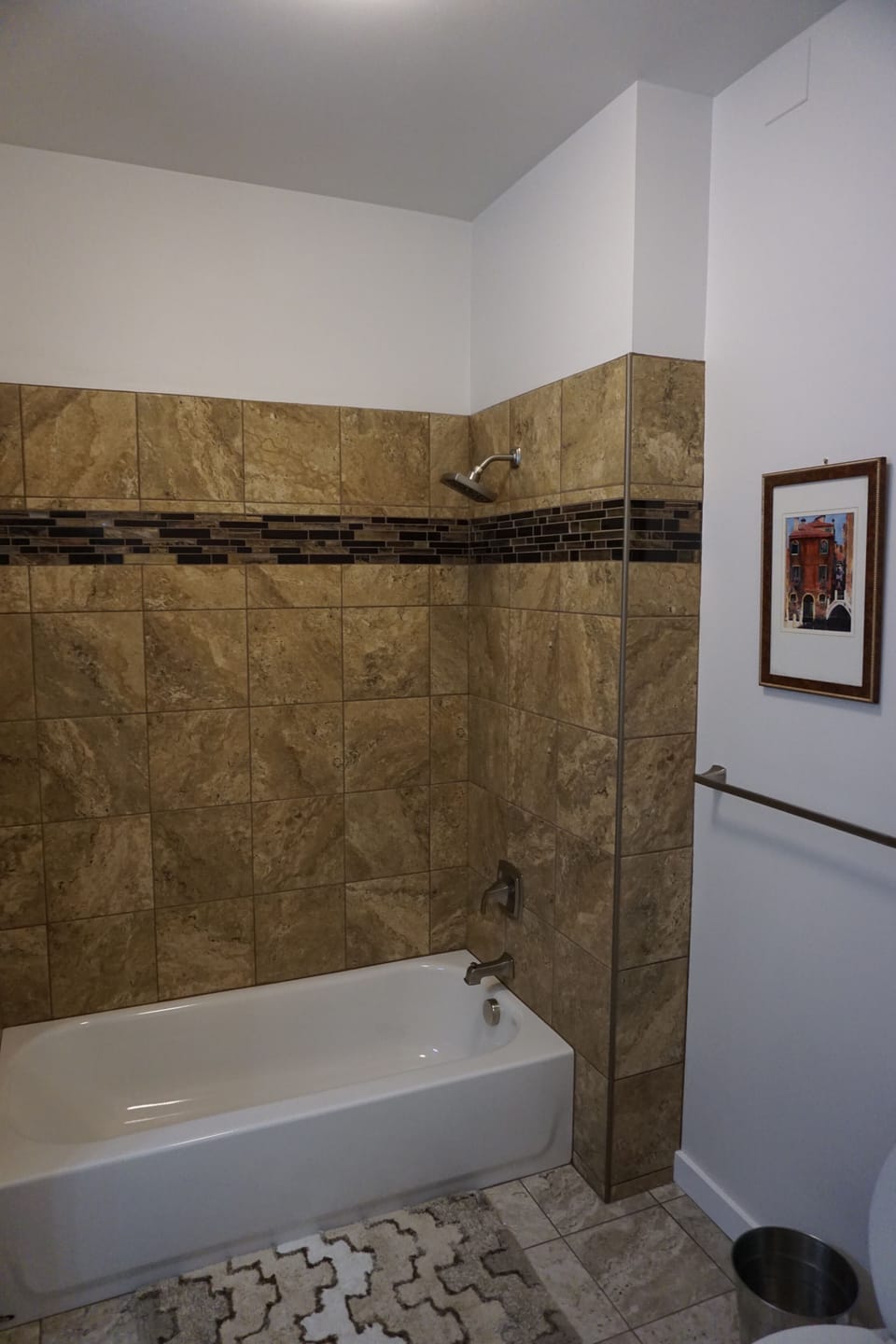 Second full bathroom, all tiled 