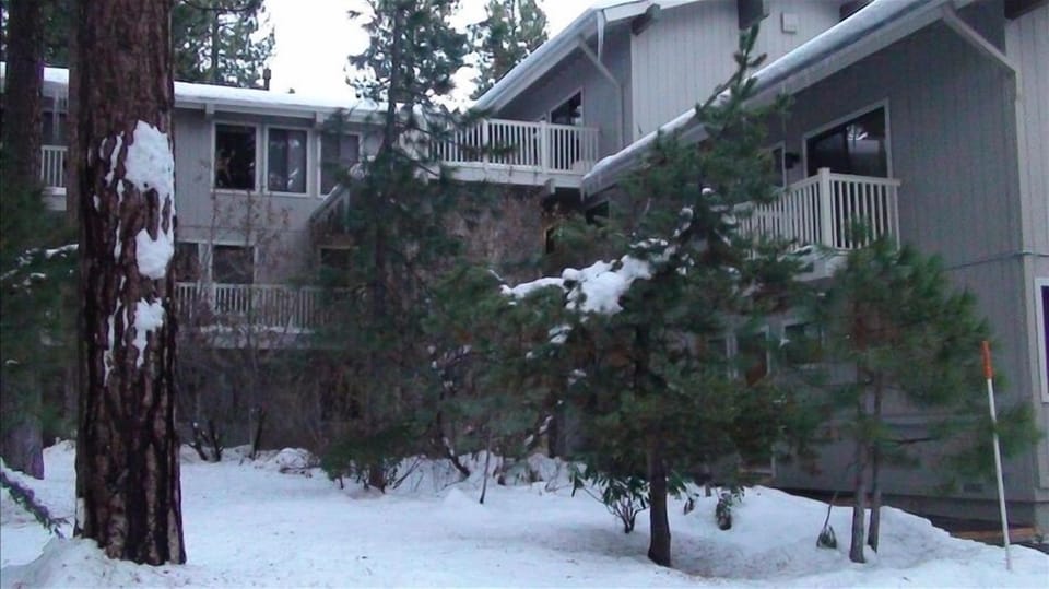 Winter view of your 3rd floor deck from ground level
