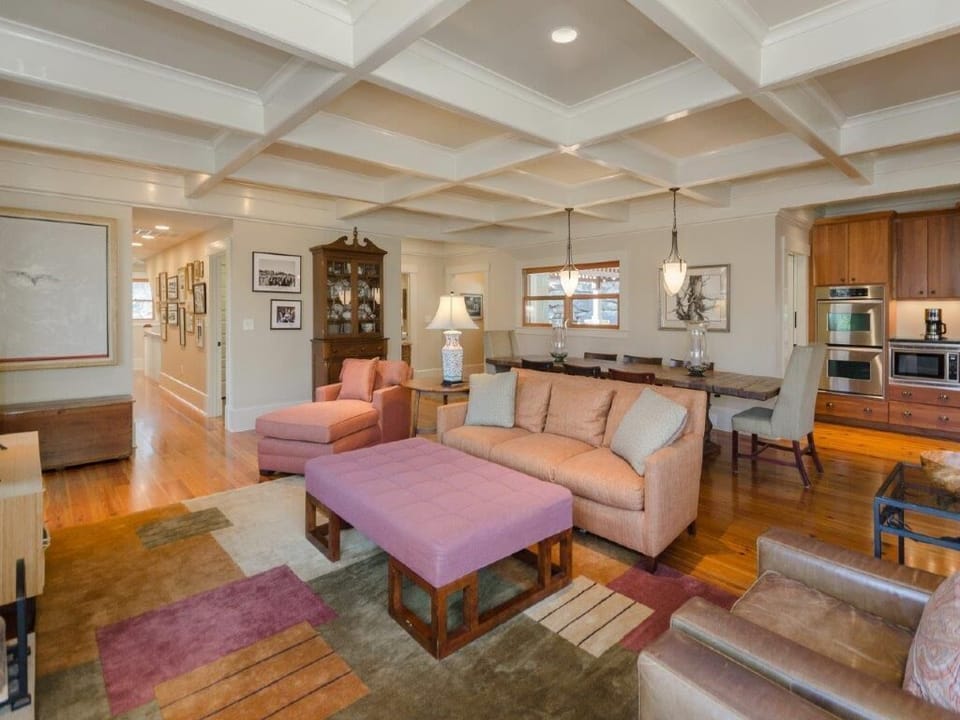 Comfortable seating in the great room for conversations, watching TV or views.